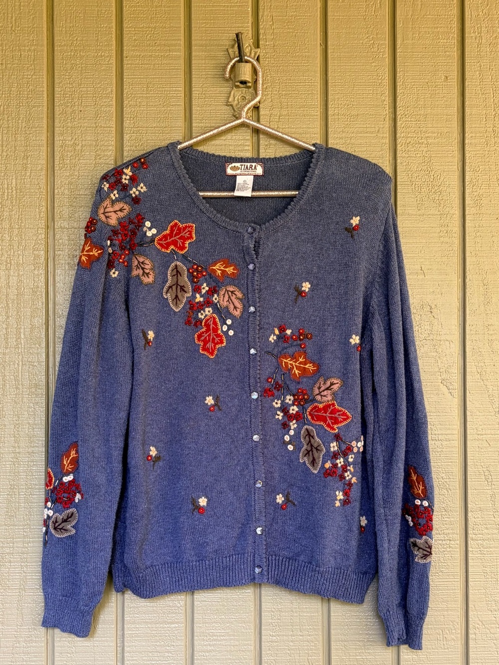 VTG 2001 Tiara International Fall Leaves Cardigan L